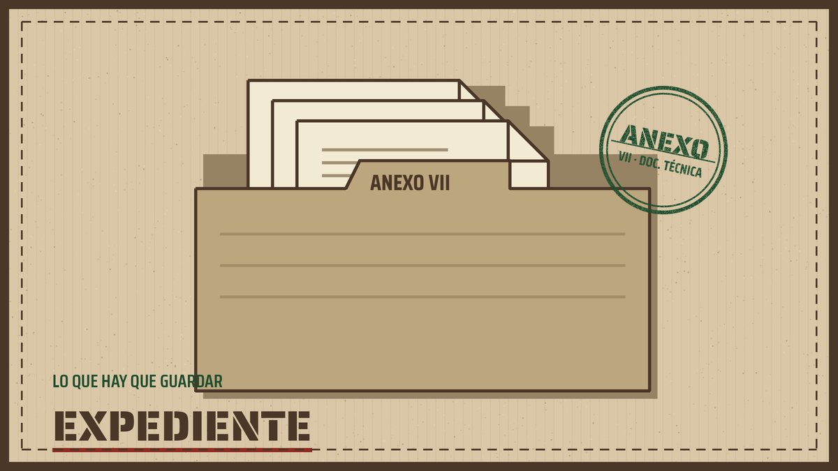 Carpeta de archivo con pestaña rotulada anexo VII y sello verde, ilustración del artículo sobre el expediente técnico